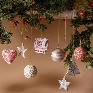 Kashmir Handmade 8 cm Christmas <b>Tree</b> <b>Stand</b> Accessories Unique Paper Mache Ornaments Baubles Nature Inspired Christmas Decor - Product Image 5
