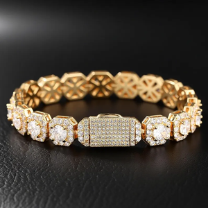 Iced Out Sparkling High Shine Drip Style <b>Bracelet</b> 925 Sterling <b>Silver</b> Hip Hop Luxury Statement <b>Bracelet</b> For Unisex Wear - Product Image 4