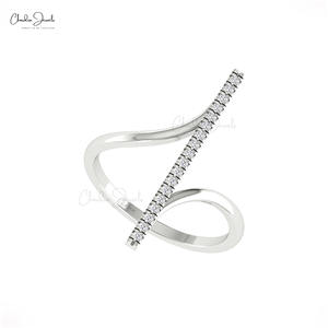 Anillo de barra de declaración de oro sólido de 14 quilates de alta venta con diamante blanco 0,14 TCW para boda joyería fina nupcial directamente del proveedor - Product Image 4