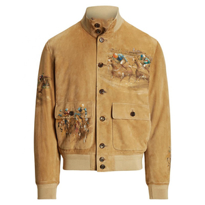 High Street sur mesure hommes femmes peint Denim Jean veste col montant Patchwork conception OEM Service disponible pour - Product Image 6