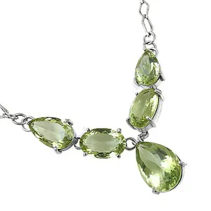 Collar con Colgante de Topacio Natural en Plata 925 para Mujer, Forma de Gota de Agua, Cadena con Cuentas, Joyería de Moda para Uso Diario - Product Image 3