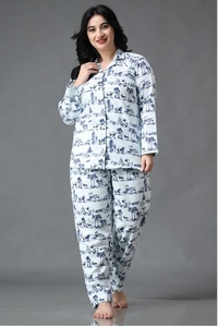 Của Phụ Nữ Cộng Với Kích Thước Tinh Khiết Lụa Satin Quần Áo Ngủ Bộ Đồ Ngủ In Và Thêu Quần Áo Ngủ Với Nút Trang Trí - Product Image 5