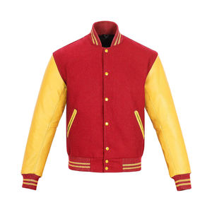 Chaqueta de lana personalizada para hombre, manga de cuero, estilo de béisbol con letras de invierno, bordado de chenilla Vintage, insignia de retazos Varsity - Product Image 1