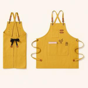 Tablier de travail en toile de coton robuste, réglable, résistant à l'eau, avec bretelles croisées, grandes poches, taille M-XXL, pour barista, chef - Product Image 6