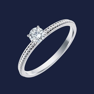 Anillo de Diamantes con Cuentas Redondas para Uso Diario, Apilable, con Diamante Redondo Cultivado en Laboratorio de 0.30 Quilates H+-SI en Oro Sólido de 14K - Product Image 1