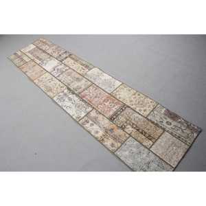 Vintage Turkish Rug 2,1x8,6 ft (63x261 cm), <b>Brown</b> <b>Wool</b> Rug - Product Image 2