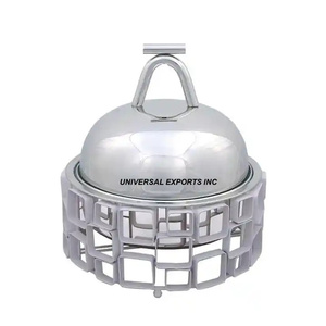 Réchaud alimentaire en acier inoxydable de forme ronde, vaisselle de qualité supérieure, réchaud alimentaire en métal de luxe - Product Image 3