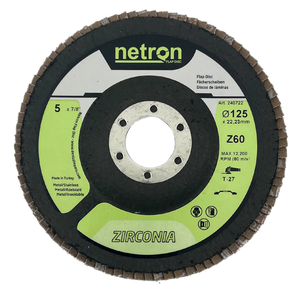 Disco de aleta T27 de circonio de alto rendimiento Netron de 5 pulgadas, 115x22mm para metalurgia, superficies de acero y preparación de soldadura OEM/ODM/OBM - Product Image 1
