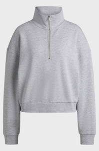 Sweat-shirt à col zippé en coton éponge dernier modèle pour femmes, épaules tombantes, poignets côtelés et ourlet, vêtements décontractés, sweats à capuche pour femmes - Product Image 5