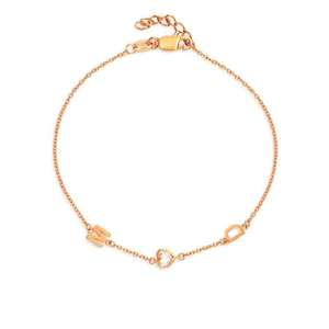 Milkkye 18K Gold Plated 925 Sterling Silver Inez <b>Initial</b> Zircon Heart Diamond-Shaped Fine Charm <b>Bracelet</b> - Product Image 3