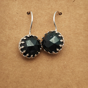 Handmade 6.6 Gms 12mm Natural Raw <b>Emerald</b> Round 925 Sterling Silver Designer Dangle <b>Earrings</b> Fine Jewelry Gemstone for Girls - Product Image 1