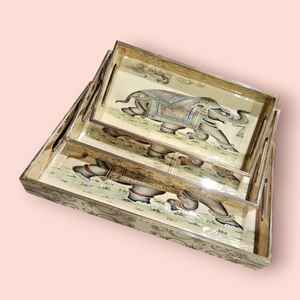 ชุดถาดไม้พิมพ์ลายเคลือบสุดหรูพร้อมพื้นผิวฟอยล์สีทองมันวาวอุปกรณ์เสริมสำหรับให้บริการในชีวิตประจำวันที่ทันสมัยและใช้งานได้จริง - Product Image 3