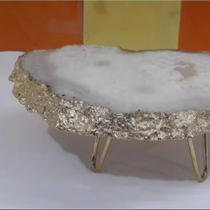 Soporte para pastel de piedra de ágata Natural pulida de calidad superior, soporte impermeable para postre hecho a mano, opciones personalizables para elegante - Product Image 1