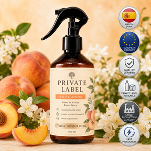 Spray Désodorisant Pêche & Jasmin Marque Blanche 300ml OEM |   Spray d'ambiance pour la maison |   Espagne UE - Product Image 1