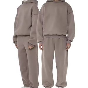 Personalizado en blanco liso Hip Hop peso pesado algodón Boxy Hoodie 500gsm ropa chándal Unisex chándal para hombres - Product Image 1