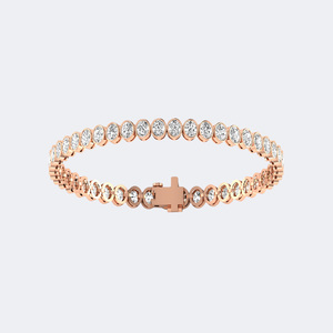 Pulsera de tenis con diamantes de corte ovalado de 7.00 quilates, engaste de bisel, oro macizo, cadena elegante, regalo de aniversario para mujeres y hombres - Product Image 1