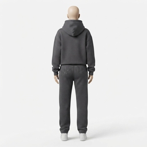Womens <b>Charcoal</b> Gray Hoodie Tracksuit Set Pullover Sweatshirt Wide Leg Pants Matching Casual Sportswear Loungewear - Product Image 2
