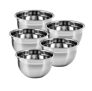 Stackable stainless steel <b>bowls</b> set versatile deep round multipurpose kitchen prep serving <b>mixing</b> cooking and storage <b>bowls</b> - Product Image 1