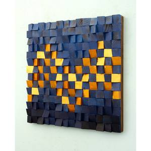 Décoration murale en mosaïque de bois bleu scandinave Accent élégant pour la maison ou le bureau - Product Image 1