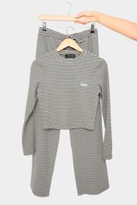 Ensemble de survêtement décontracté d'hiver à manches longues, uni, brodé, gris chiné et blanc - Product Image 4