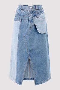 Falda Midi Vaquera de Cintura Alta para Mujer, Color Sólido, Estilo Utilitario con Bolsillos 3D, Tela de Algodón Lavado a la Piedra, para Primavera - Product Image 5