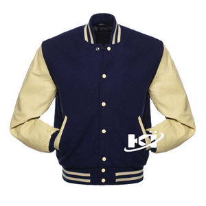 Vente chaude varsity veste hommes haute qualité veste baseball pour hommes manteau décontracté manches en cuir véritable avec boutons pression - Product Image 4