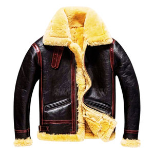 Vestes en cuir de mouton pour hommes, veste en cuir durable et écologique avec doublure chaude, logo sur le devant pour les vêtements d'hiver en plein air - Product Image 2