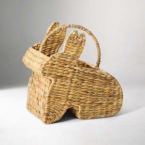 Elegant Star Shape Water Hyacinth Kid <b>Basket</b> <b>Woven</b> Rabbit <b>Basket</b> with Handle Handwoven Wicker Storage Made by VgreenArt - Product Image 3