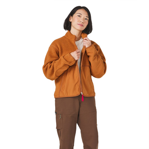 Chaqueta de Forro Polar Naranja para Mujer, Cierre Completo, Suave, Estilo Sherpa, Cuello Alto, Manga Larga, Ligera, Cálida, Informal, para Otoño, Invierno, Senderismo - Product Image 6