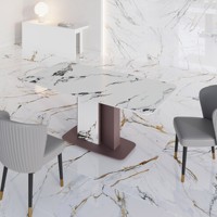 Table à manger rectangulaire contemporaine en marbre Bordeaux 6 places – Design stable pour mobilier de maison