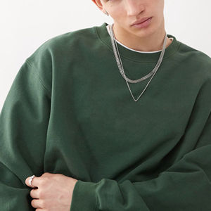 Sudadera básica de mezcla de algodón 100% de cuello redondo de alta calidad para hombres Sudadera cómoda y elegante de gran tamaño con hombros caídos para hombres - Product Image 2