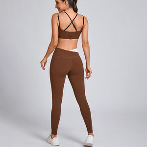 Hot Sale High Stretch Seamless Knitted <b>Yoga</b> Set Summer Fitness Suit Sexy Top Bra Peach Hip Lifting <b>Pants</b> Plus Size Shorts - Product Image 2