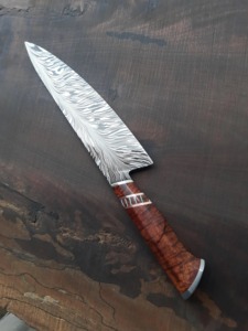 Venta al por mayor, pedidos a granel personalizados, OEM, ODM, servicio PRESTIGE BLADES, cuchillo de cocina con patrón de plumas de acero de Damasco - Product Image 6