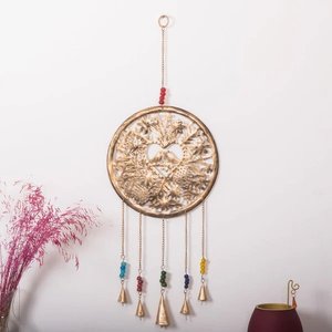 Oiseau sur le coeur sculpture carillons éoliens durables cloches suspendues en métal carillons éoliens finis en or pour la décoration de la maison - Product Image 1