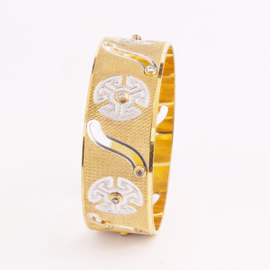 Two Tone Gold Plated CNC Kada , Fashion Jewelry, Gift <b>for</b> <b>Women</b>, Special Occasion, <b>Copper</b> & Brass Chapado En Oro De dos Tonos. - Product Image 1