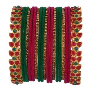 Bracelet en cristal CZ indien, bijoux traditionnels indiens, bracelet en velours antique, ensemble de bracelets de mariée indiens pour femmes, multicolore - Product Image 6