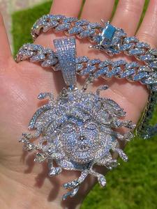 Collar de cadena de eslabones cubanos Miami para hombre con diamantes de moissanita, cadena de 5X en capas, medallón de diamantes, joyería de hip hop, regalo para ella - Product Image 5