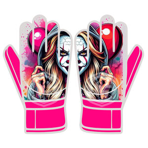 Gants de gardien de but Elite Clown Horror Edition, design à pois rose et rouge vifs |   Gants de football professionnels pour matchs et entraînements - Product Image 1