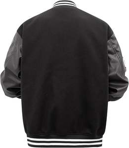 Blouson d'université en faux cuir vintage unisexe 100% laine hiver avec support Baseball Bomber manteau broderie Letterman hommes femmes - Product Image 2