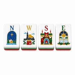 Jeu de Mahjong Américain de Noël, 4 couches, en acrylique, 160 tuiles, cadeau de Noël de luxe pour les soirées de jeu en famille - Product Image 1