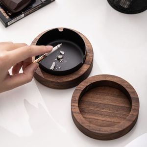 Cenicero a prueba de viento de madera de nogal hecho a mano con revestimiento de acero inoxidable para interiores y exteriores, bandeja para fumar cigarros para el hogar con costo barato - Product Image 2