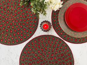 Elegantes Manteles Individuales Bordados con Cuentas de Semillas para Eventos de Boda, Manteles Individuales Coloridos con Cuentas de Semillas para Decoración del Hogar - Product Image 6