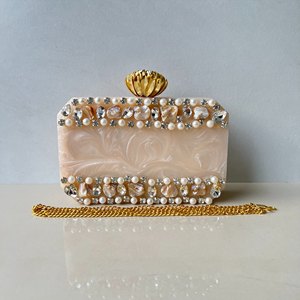 Bolsos de noche de embrague de resina de lujo de calidad superior Mejor personalizable con colores de logotipo Nuevo diseño Material de madera Tamaños disponibles - Product Image 5