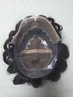 Perruque Lace Front en Cheveux Humains pour Hommes avec Ondulations Naturelles et Styles Raides Crépus - Patchs de Cheveux Indiens Doux