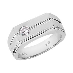 Bague de mariage pour homme en or blanc 14 carats avec diamant de 0,25 ct, bijoux fins de style hip-hop, bague en diamant de style géométrique romantique - Product Image 2