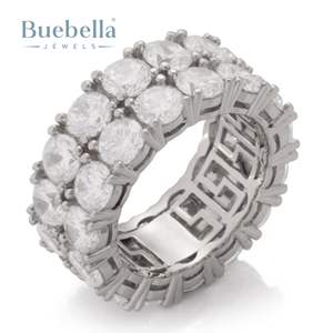 Anillo Original de Plata de Ley 925 de doble fila de corte brillante para hombre, joyería de regalo de fiesta de boda delicada, piedra principal de moissanita - Product Image 2