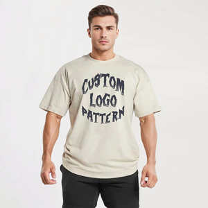 Venta al por mayor de camisetas de los hombres de hombro caído de alta calidad logotipo personalizado de impresión de algodón de peso pesado de gran tamaño de secado rápido transpirable - Product Image 5