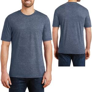 Camisetas de cuello redondo de alta calidad para hombre 50% poliéster 50% Algodón Jersey transpirable de secado rápido Color sólido Opción de logotipo personalizado - Product Image 1