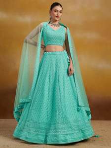 สูงตามความต้องการ lehenga choli กับงานปักลำดับสำหรับการเฉลิมฉลองเทศกาล lehenga choli - Product Image 3