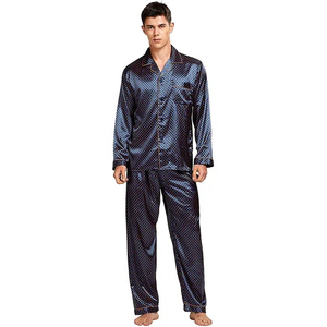 Camisón de Invierno de Seda Satén de Lujo con Logotipo Personalizado, Talla Grande, Ropa de Dormir para Hombre - Product Image 3